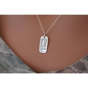Sterling Silver Strong is Beautiful Pendant Necklace